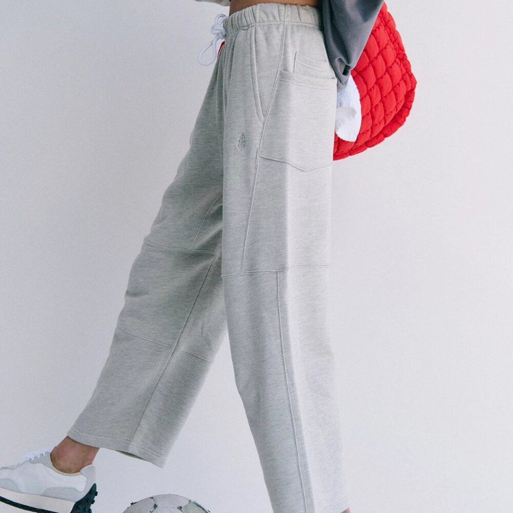 Free People Movement Top Score Barrel Pants Womens Heather Grey Size M NWT
